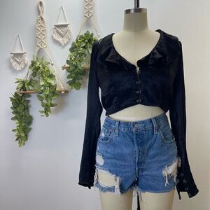 Free People Satin Crop Top W Ruffles